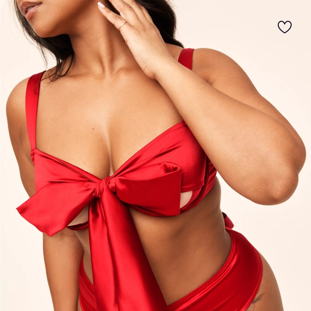 Adore Me Vibrant Red Bow lingerie set - Picture 2 of 8